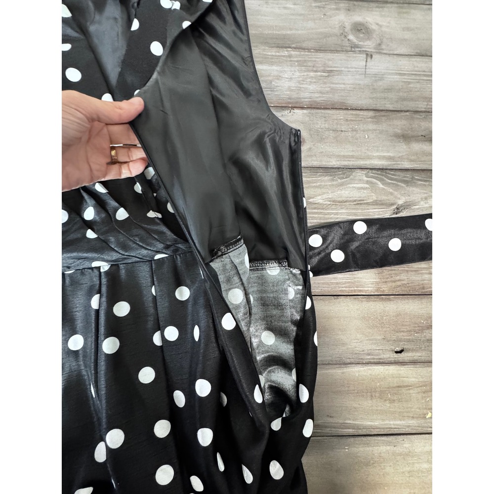 Jessica Howard Polka Dot Dress Sleeveless Fit & Flare Black White Size 10 - Picture 8 of 11